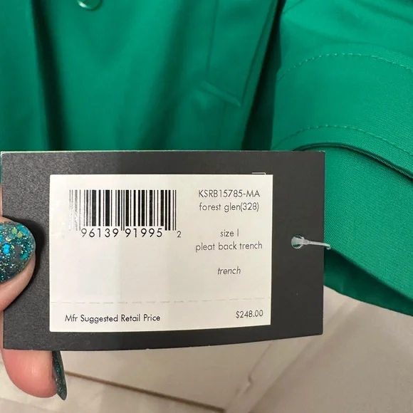 Kate Spade Vibrant Green Trench Coat - Picture 5 of 7